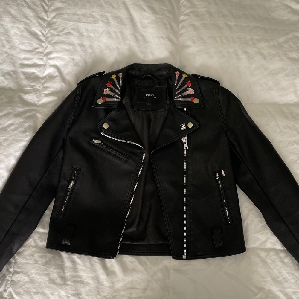 Women’s faux leather Obey jacket